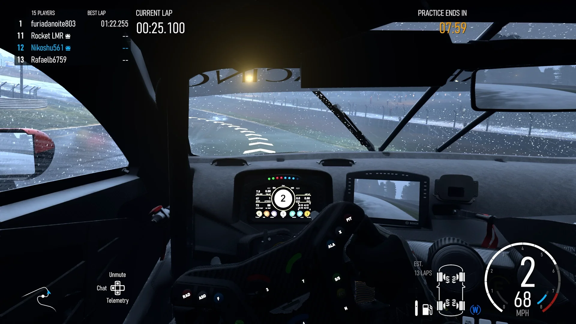Automobilista 2 VR weather effects showing rain weather conditions.